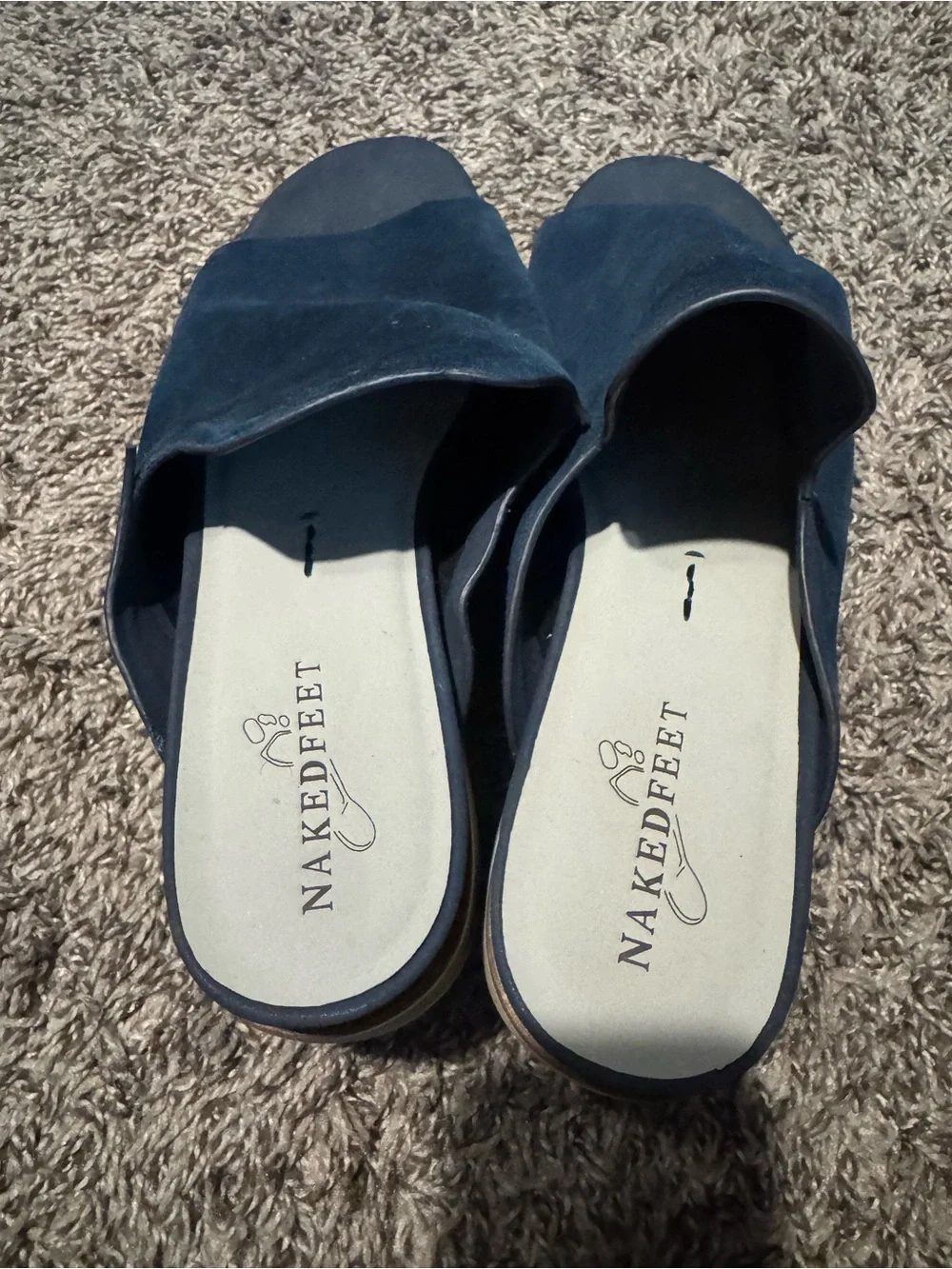 NakedFeet Flow In Navy Platform Sandals 8.5